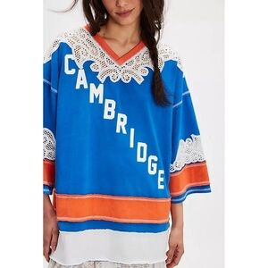 FP Movement by Free People Blue and Orange Cambridge Jersey Top